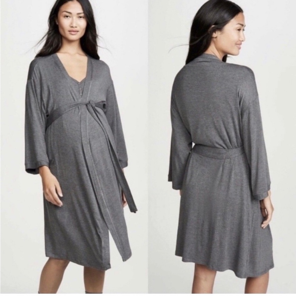 HATCH Hatch-To-Hospital Charcoal Gray Postpartum Bamboo Robe